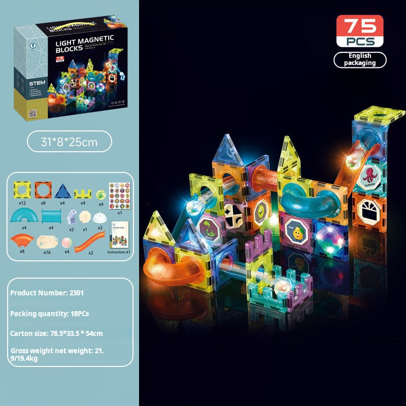 Educational Magnetic Tiles Toy, Colorful Window Pipes Ball Track Building Blocks