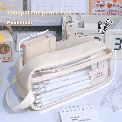 Estuche transparente de gran capacidad, minimalista 