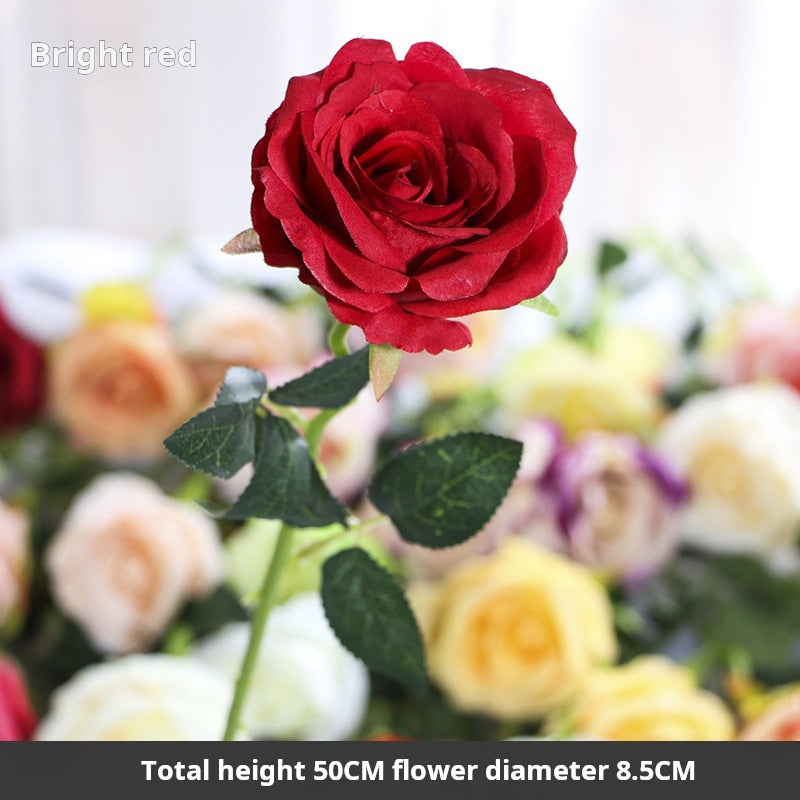 Flor artificial de flor de seda de una sola rosa 