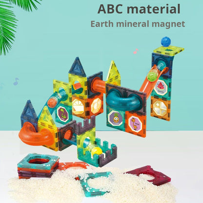 Educational Magnetic Tiles Toy, Colorful Window Pipes Ball Track Building Blocks
