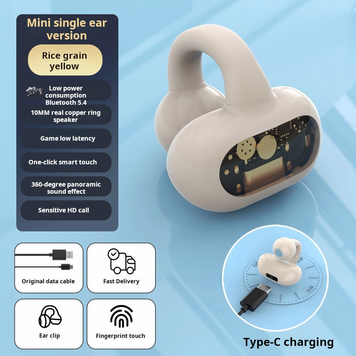 OWS clip-on single-ear Bluetooth headset