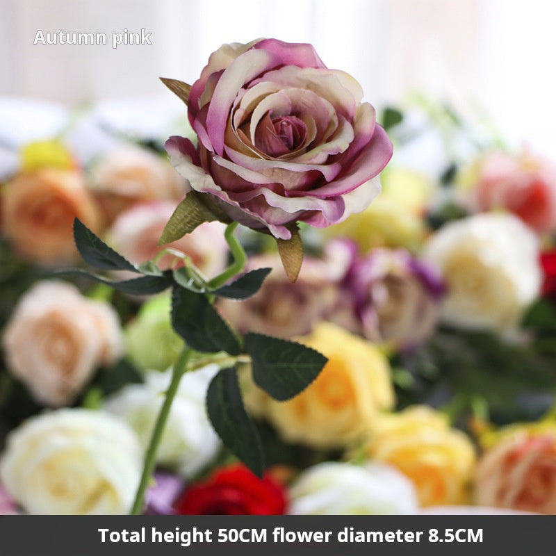 Flor artificial de flor de seda de una sola rosa 