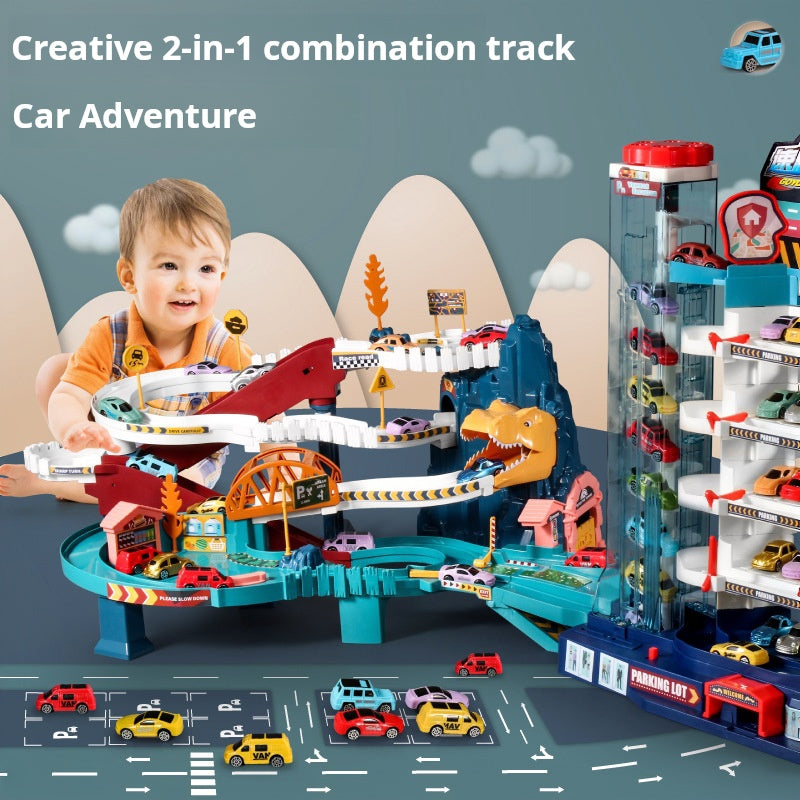 Dinosaur Mountain Track Car Adventure Aparcamiento Juguete para niños de 3 a 4 años 