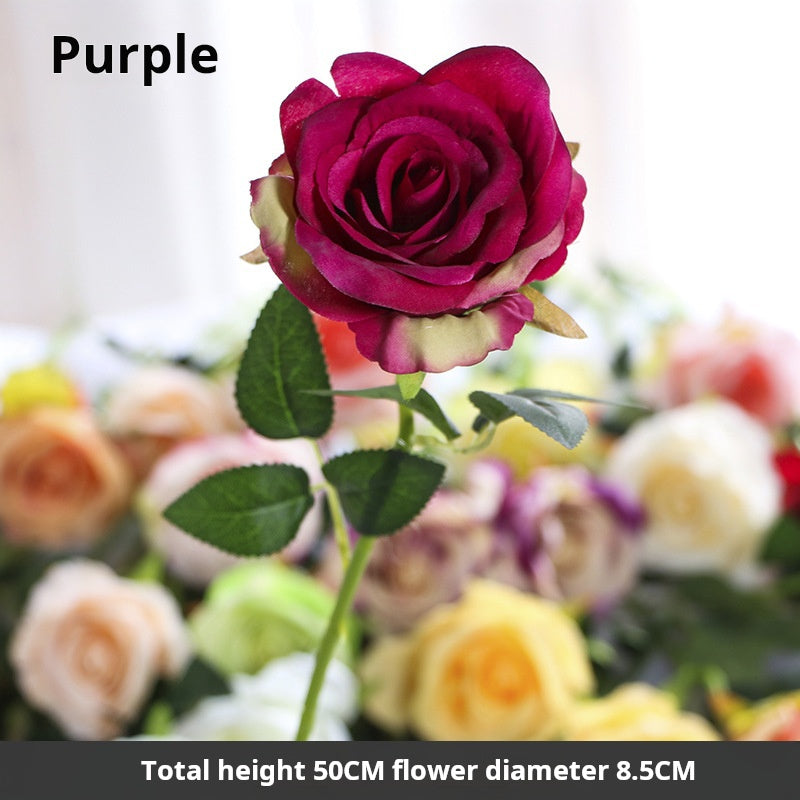 Flor artificial de flor de seda de una sola rosa 