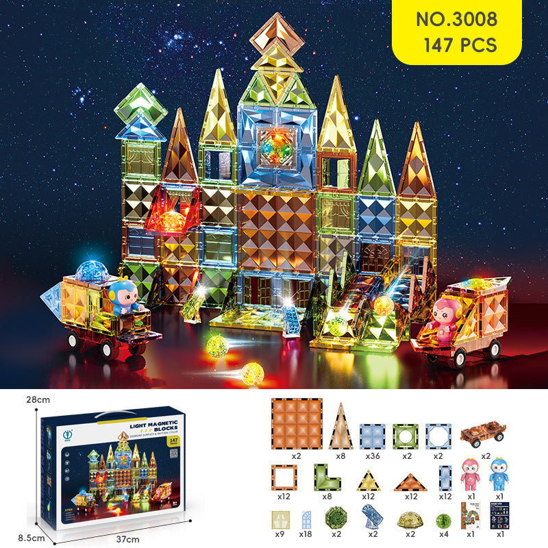 Educational Magnetic Tiles Toy, Colorful Window Pipes Ball Track Building Blocks