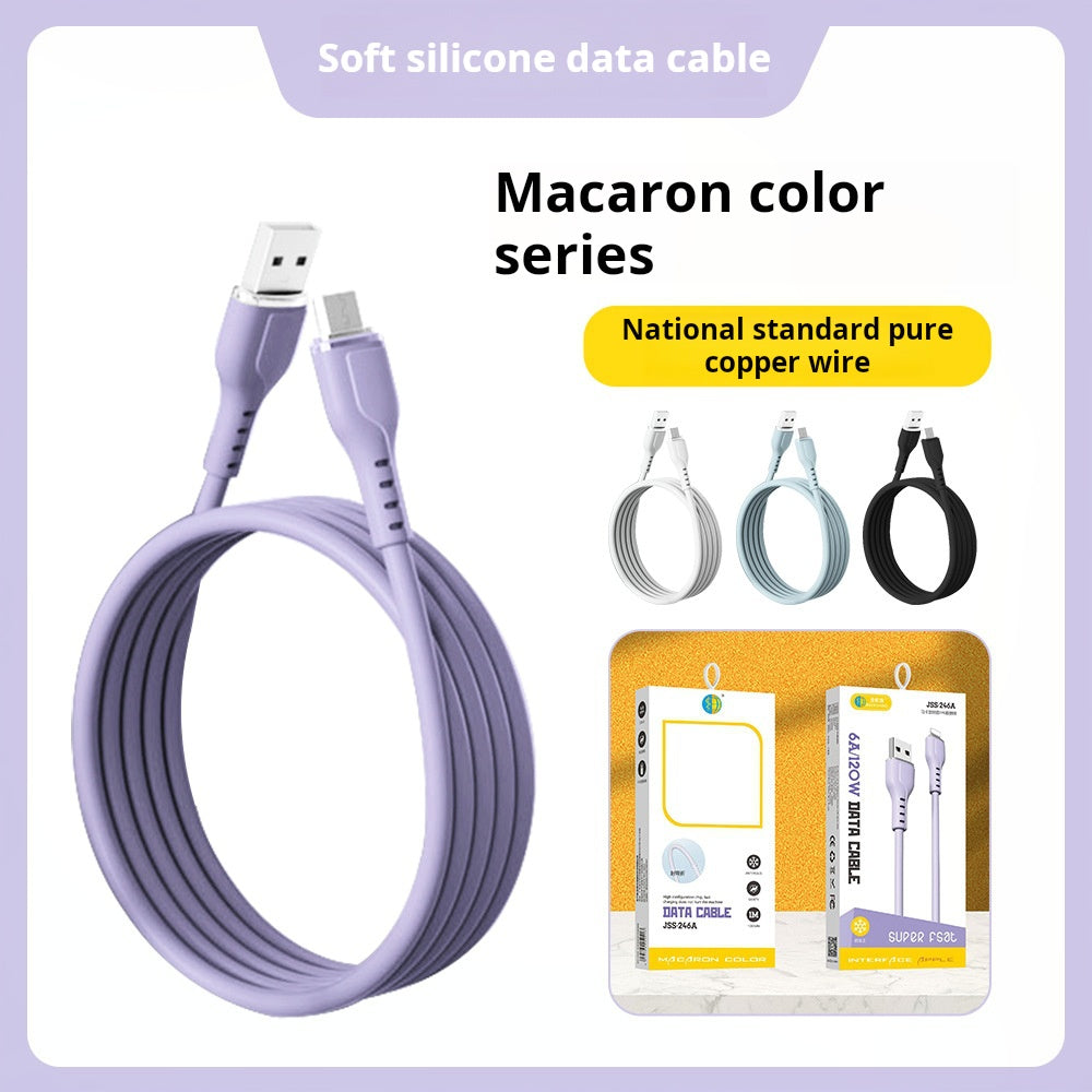 Cable de datos macaron de silicona de alambre de cobre puro 