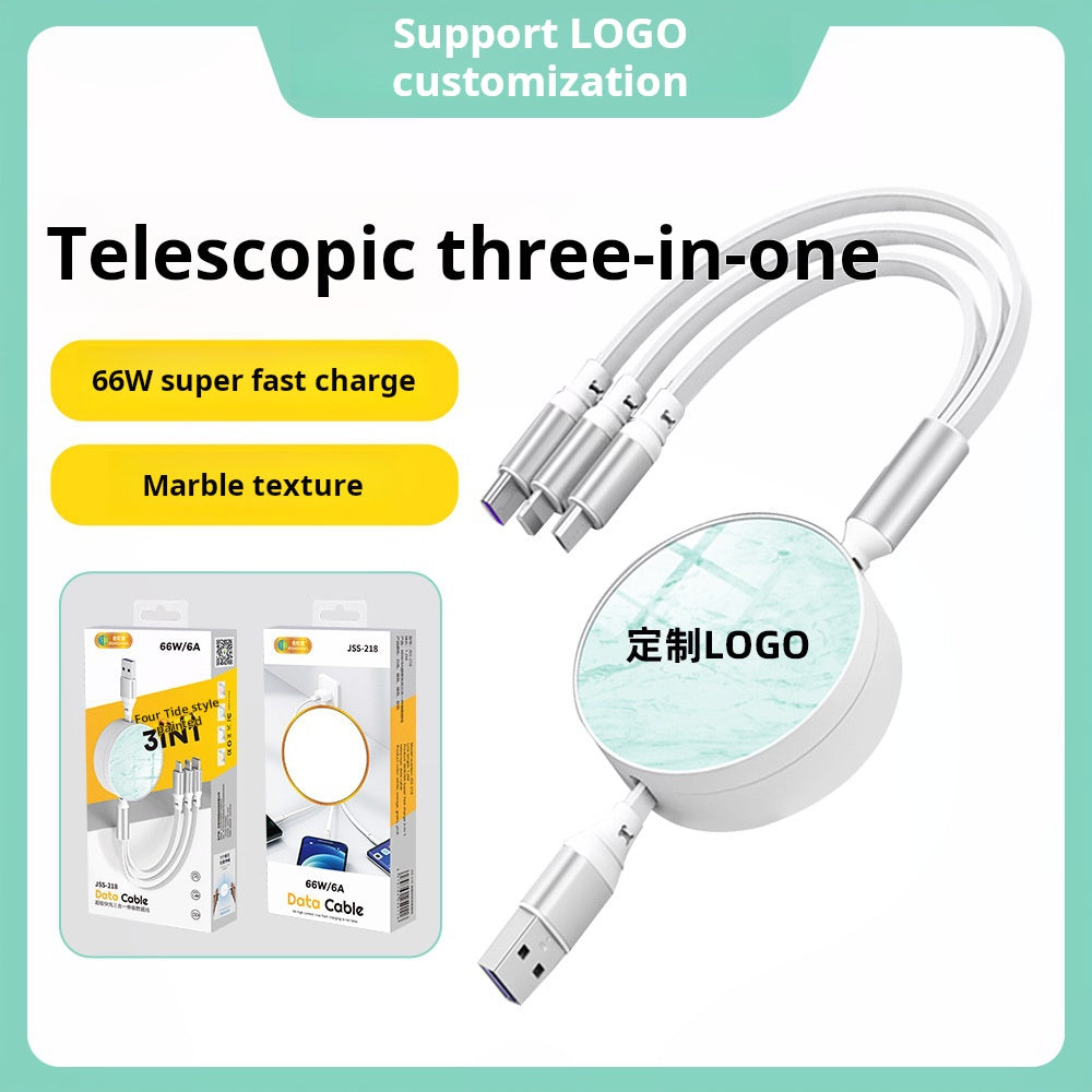 One to three fast charging cable double pull type 66w high current
