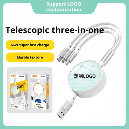 One to three fast charging cable double pull type 66w high current