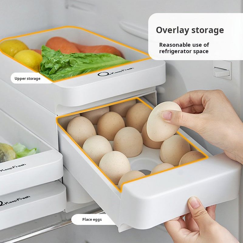 Three-Layer Plastic Egg Storage Box, Multi-Grid Refrigerator Organizer