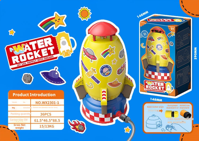 Space Rocket Water Sprinkler for Children, Outdoor Water Pressure Toy