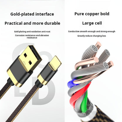 5A data cable fast charging pure copper wire core gold-plated port
