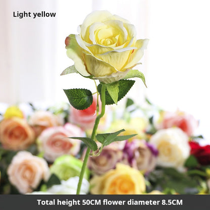 Flor artificial de flor de seda de una sola rosa 
