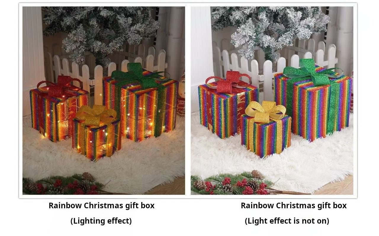 Christmas gift box three-piece set luminous light props ornaments