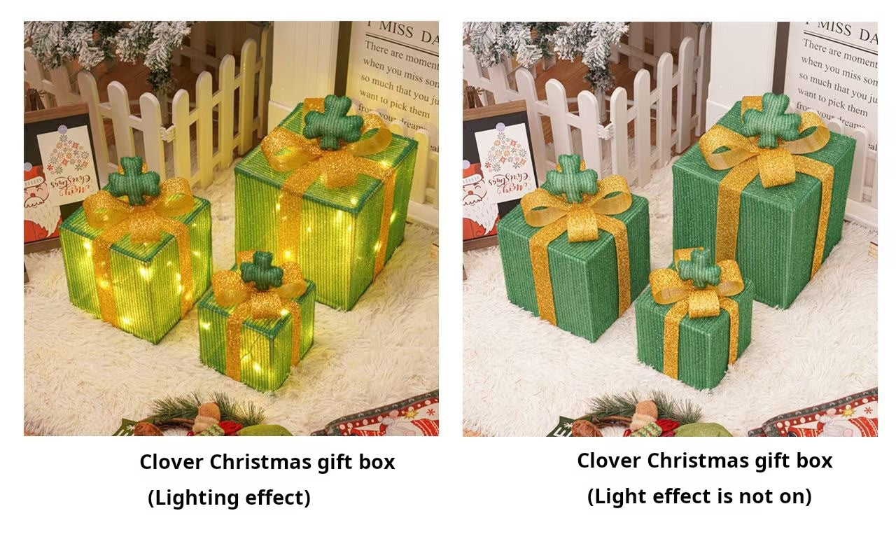 Christmas gift box three-piece set luminous light props ornaments
