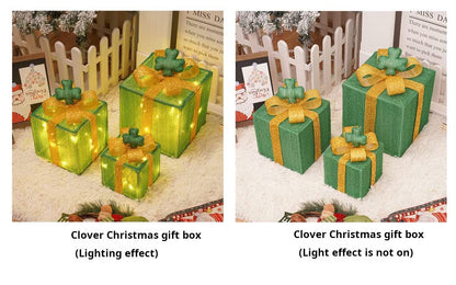 Christmas gift box three-piece set luminous light props ornaments