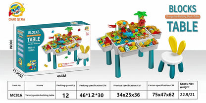Educational Large Bricks Multifunctional Learning Table, Compatible with Kindergarten Kids Toy