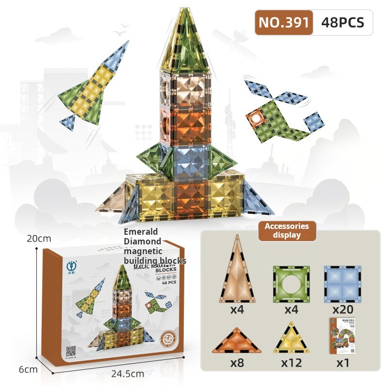 Educational Magnetic Tiles Toy, Colorful Window Pipes Ball Track Building Blocks