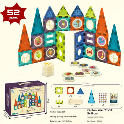 Educational Magnetic Tiles Toy, Colorful Window Pipes Ball Track Building Blocks