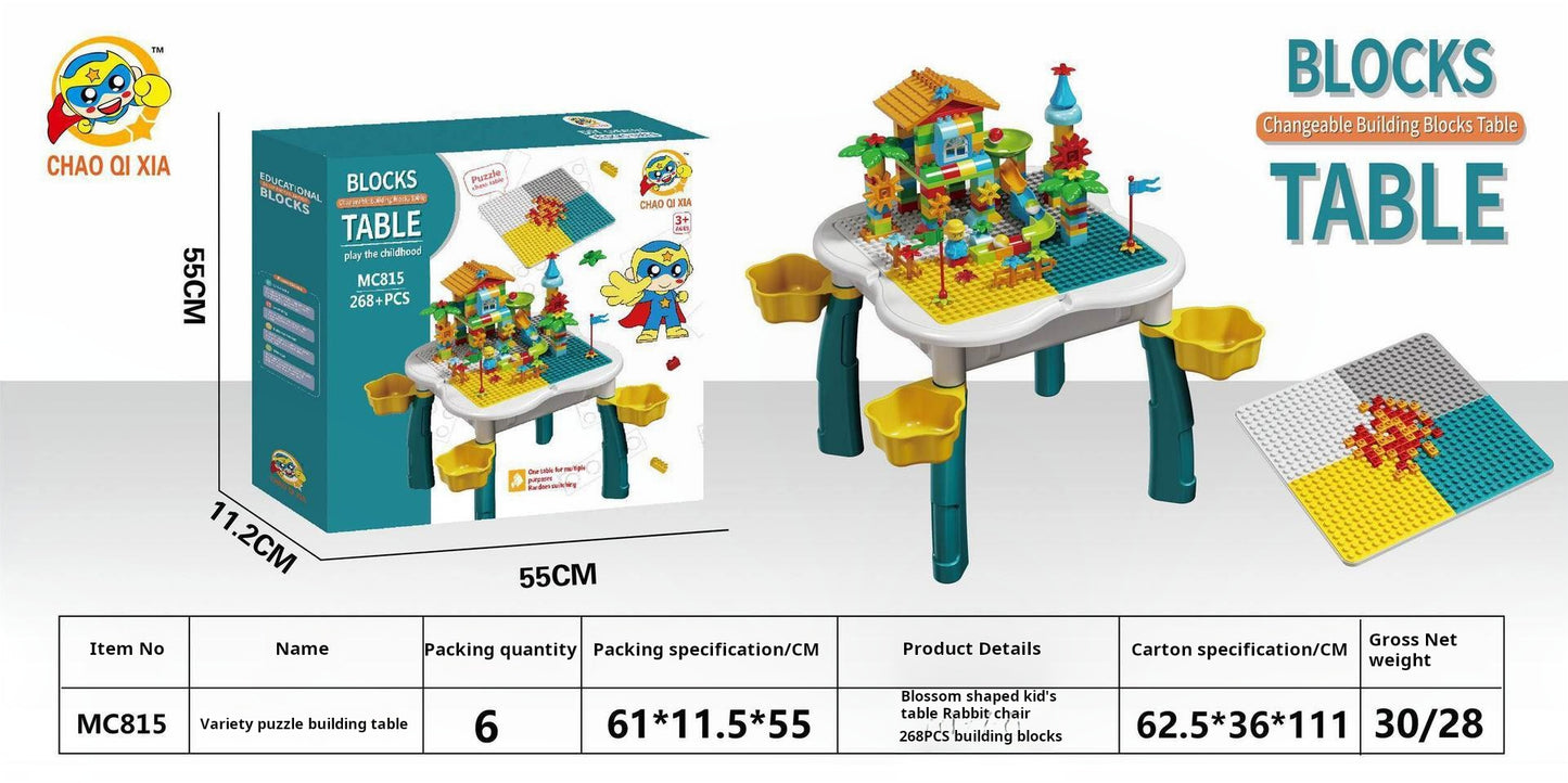Educational Large Bricks Multifunctional Learning Table, Compatible with Kindergarten Kids Toy