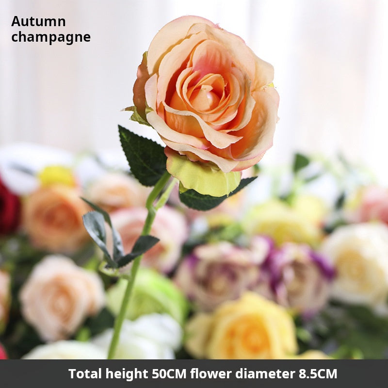 Flor artificial de flor de seda de una sola rosa 