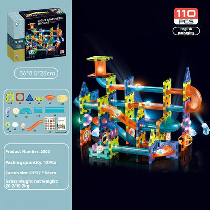 Educational Magnetic Tiles Toy, Colorful Window Pipes Ball Track Building Blocks