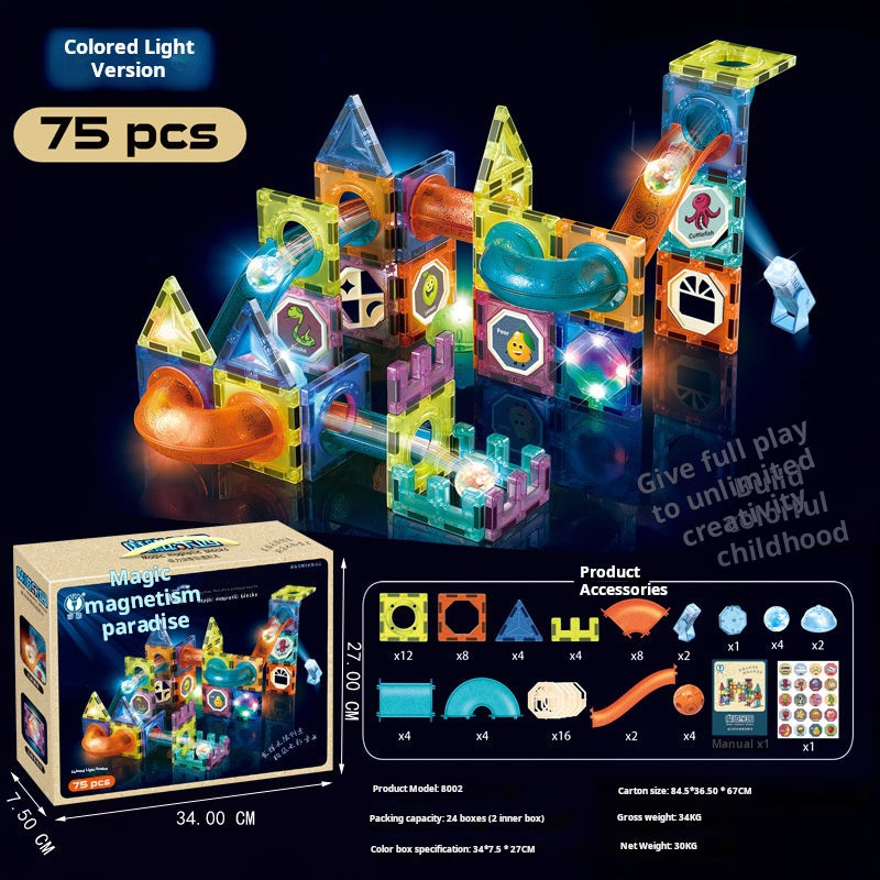 Educational Magnetic Tiles Toy, Colorful Window Pipes Ball Track Building Blocks