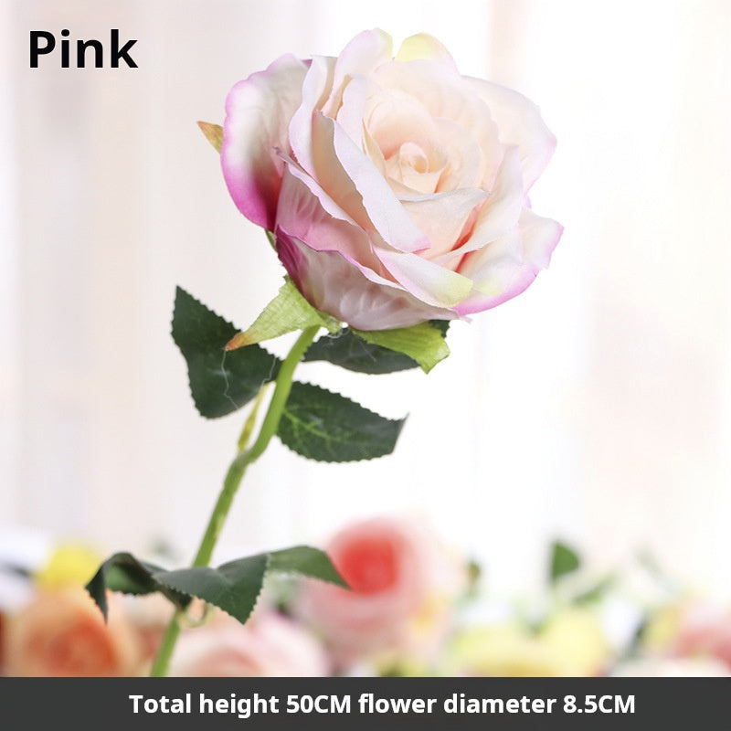 Flor artificial de flor de seda de una sola rosa 