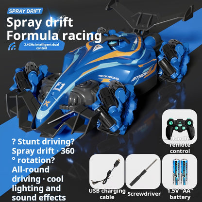 Coche de deriva con control remoto y juguete duradero 4WD F1 de alta velocidad en aerosol 