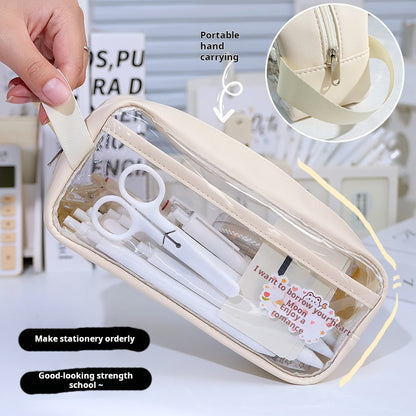 Estuche transparente de gran capacidad, minimalista 