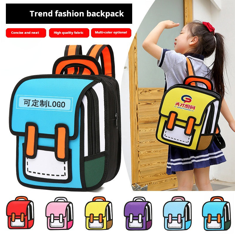 Mochila escolar de jardín de infantes de segunda dimensión. 
