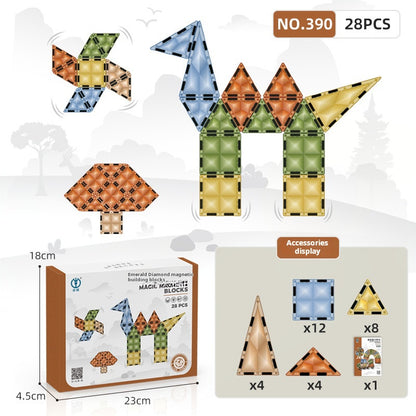 Educational Magnetic Tiles Toy, Colorful Window Pipes Ball Track Building Blocks