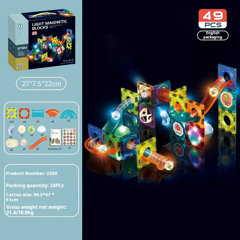 Educational Magnetic Tiles Toy, Colorful Window Pipes Ball Track Building Blocks