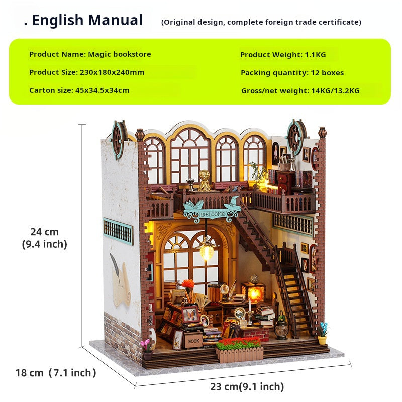 Juguete modelo de casa de libro mágico de madera DIY 