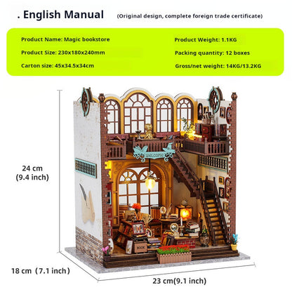 Juguete modelo de casa de libro mágico de madera DIY 