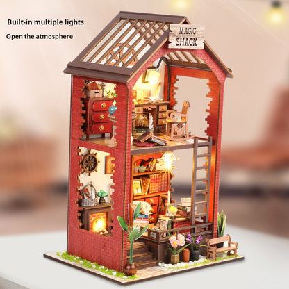 DIY Wooden Villa Book Nook Model Toy