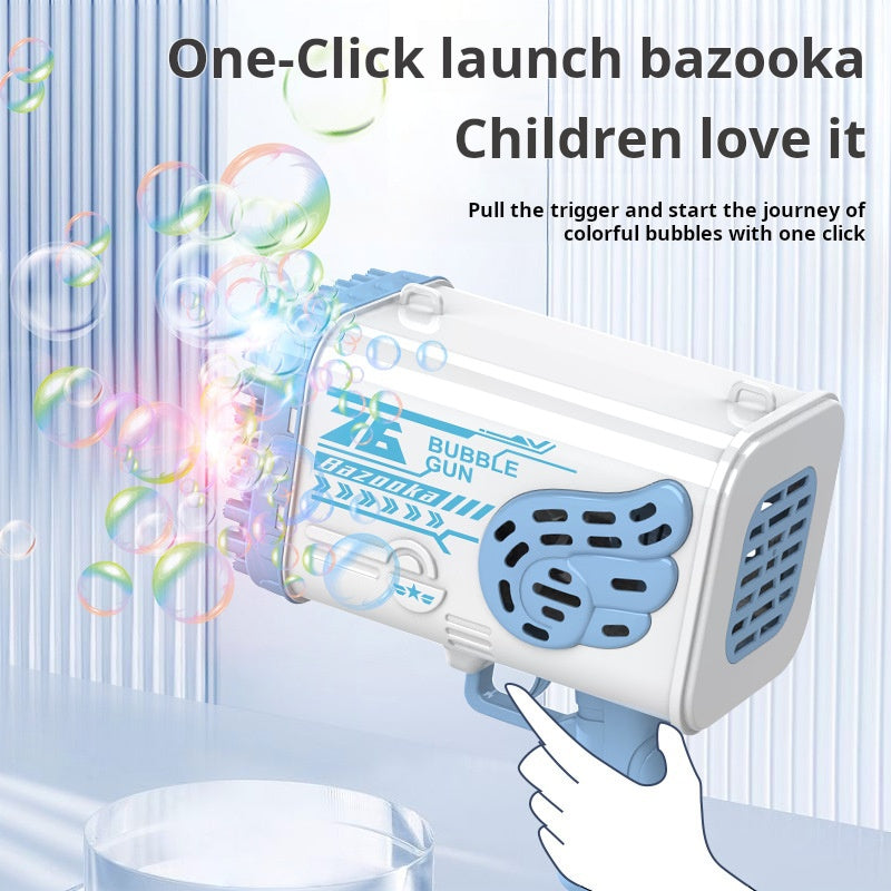 76-Hole Rocket Bubble Gun with Colorful Lights, Electric Rechargeable Toy
