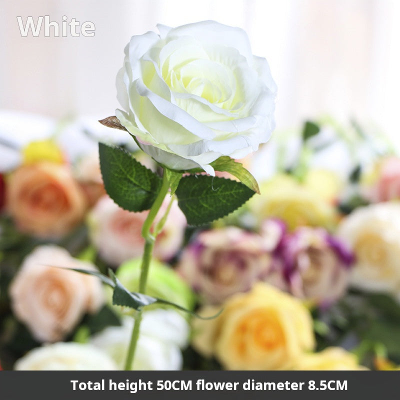 Flor artificial de flor de seda de una sola rosa 