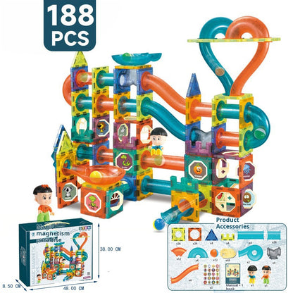 Educational Magnetic Tiles Toy, Colorful Window Pipes Ball Track Building Blocks