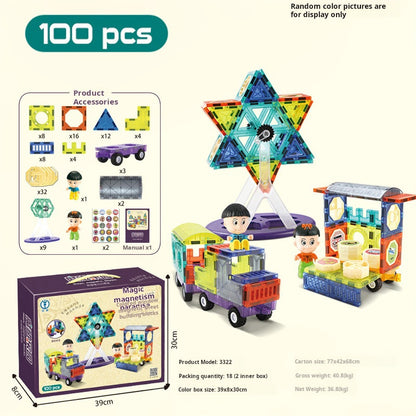 Educational Magnetic Tiles Toy, Colorful Window Pipes Ball Track Building Blocks