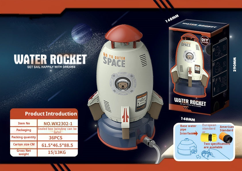 Space Rocket Water Sprinkler for Children, Outdoor Water Pressure Toy
