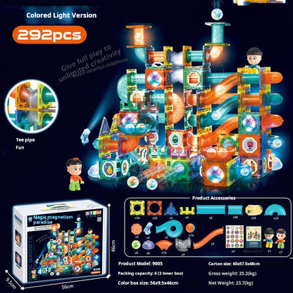 Educational Magnetic Tiles Toy, Colorful Window Pipes Ball Track Building Blocks