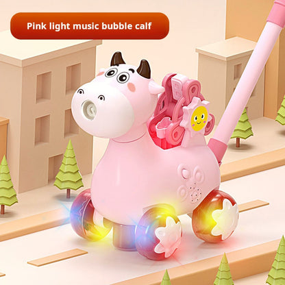 Children's Walker Bubble Push Cart with Music, Lights, Giraffe, Outdoor Interactive Toy