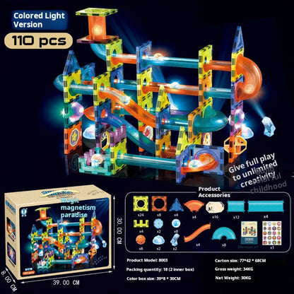 Educational Magnetic Tiles Toy, Colorful Window Pipes Ball Track Building Blocks