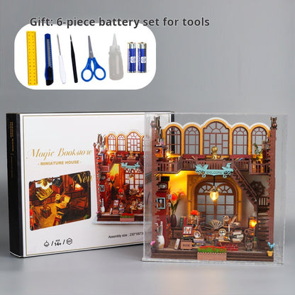 Juguete modelo de casa de libro mágico de madera DIY 