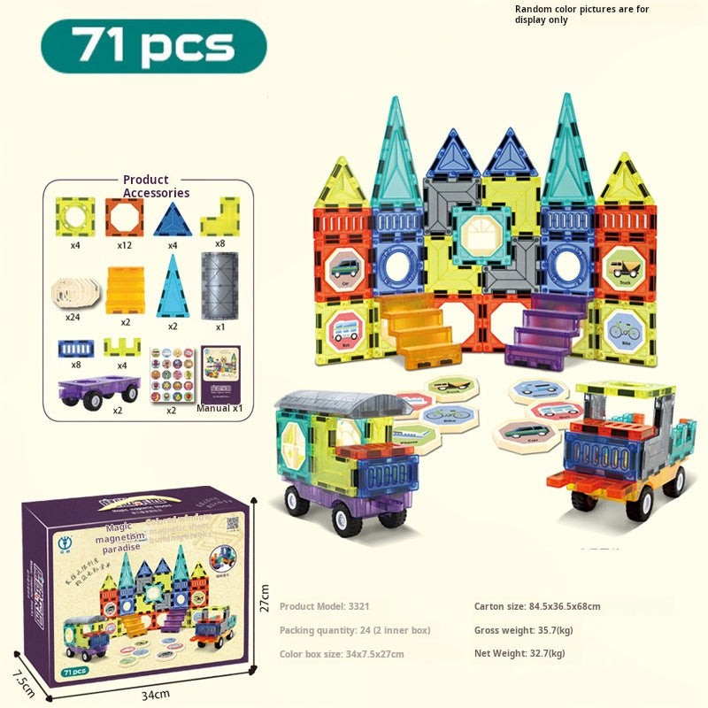 Educational Magnetic Tiles Toy, Colorful Window Pipes Ball Track Building Blocks