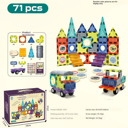 Educational Magnetic Tiles Toy, Colorful Window Pipes Ball Track Building Blocks