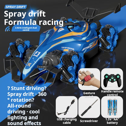 Coche de deriva con control remoto y juguete duradero 4WD F1 de alta velocidad en aerosol 