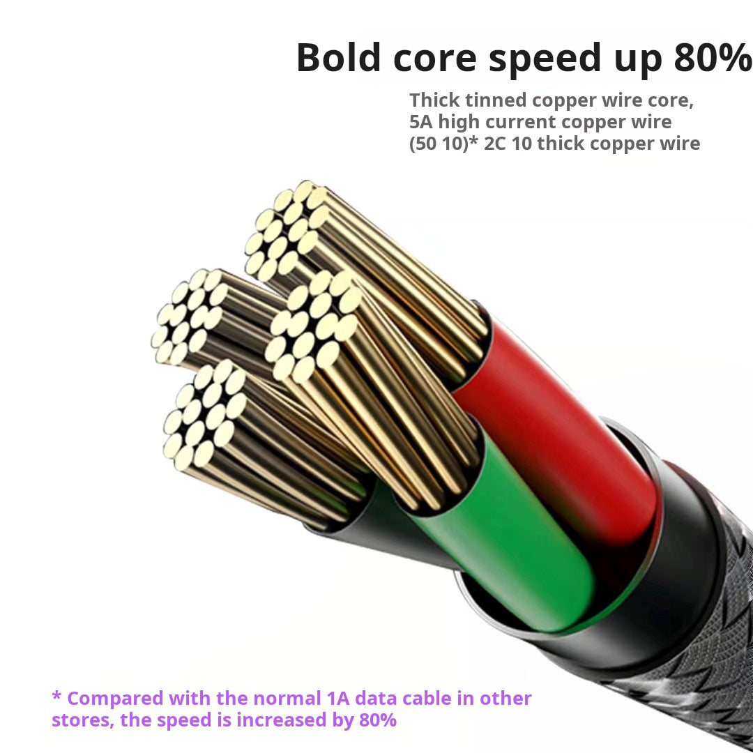 Gold Nylon 3-in-1 Fast Charge Cable, 3 Heads