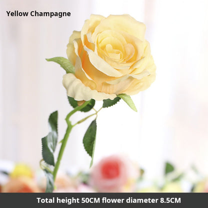 Flor artificial de flor de seda de una sola rosa 