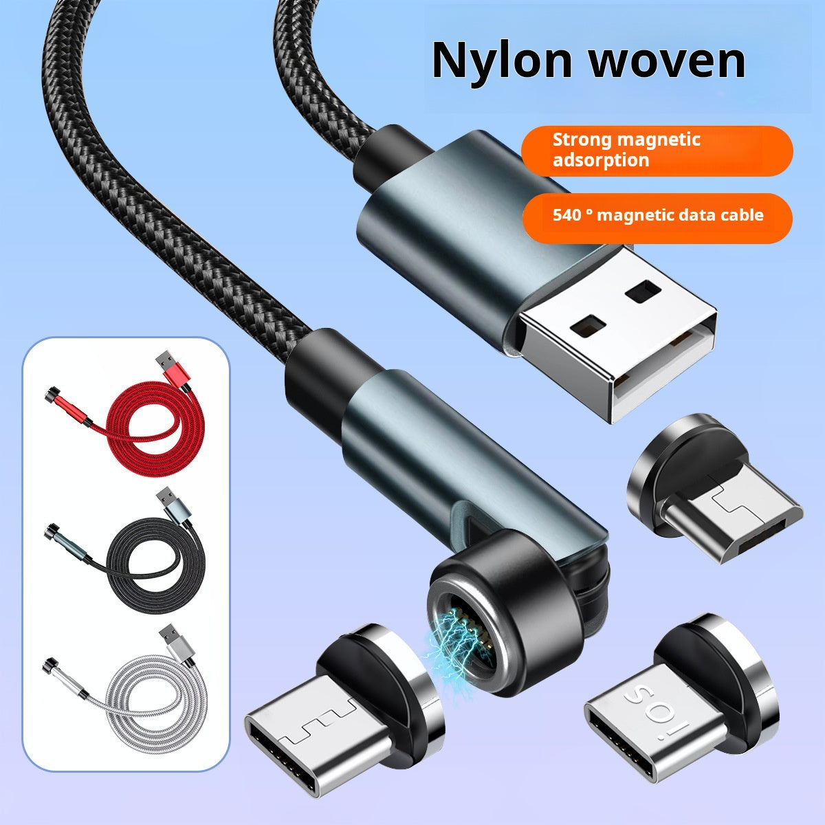 3-in-1 Nylon Braided USB Cable for Fast Charging